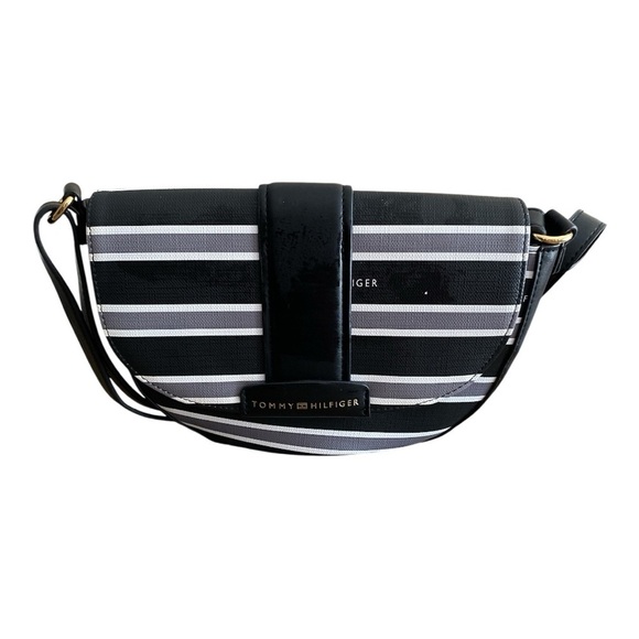 Tommy Hilfiger Black and Gray Striped Crossbody and Wallet - Picture 2 of 14